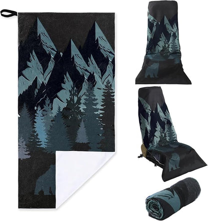 Hahafelt Car Seat Towel Covers Christmas Car Accessories Gifts Athletic Running Towel Performance Microfiber Post Workout Sweat Washable Cover Non Slip for Seat Outdoor Sport(Bear Ridge) by Hahafelt