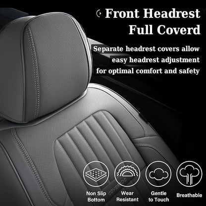 Coverado Car Seat Covers Full Set, Seat Covers for Cars,Gray Car Seat Cover, Waterproof Car Seat Protector, 5 Pieces Nappa Car Seat Cushion, Car Seat Covers Front Seats and Back Fit for Most Cars - Image 4