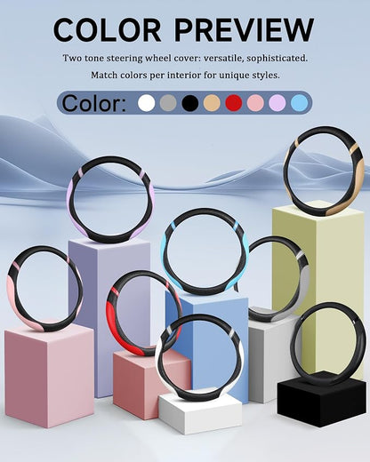 Steering Wheel Cover for Women Leather Universal Steering Wheel Cover for Car 15 inch (White) - Image 4