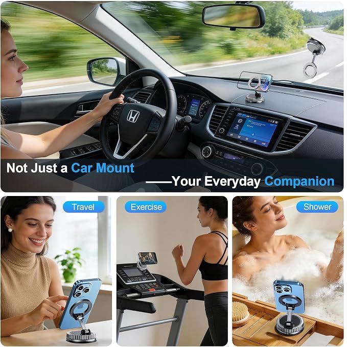 Car Phone Holder for Magsafe [2026 89+LBS Suction & 3700gf Magnetic] 360° Adjustable Cell Phone Mount, Phone Holders for Your Car Dashboard Windshield Speaker Installation for iPhone 17-12 - Image 7