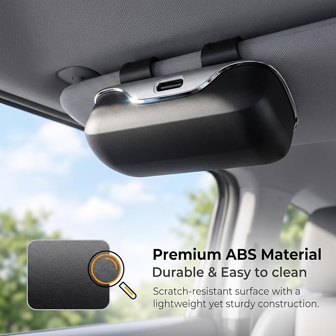 Car Visor Sunglass Holder, Anti-scratch Eyeglasses Storage Protection Case, One-press Open Organizer Box with Clips, Universal Interior Accessory for SUVs Sedans Trucks (Black) - Image 7