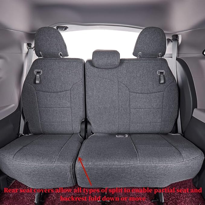 Sienna Car Seat Covers Custom Fit for 2011-2020 Toyota Sienna LE,XLE,Limited,L,XLE Premium,Limited Premium,7-Seater,Full Coverage,Airbag Compatible Polyester Seat Protector (Full Set,Gray) - Image 3
