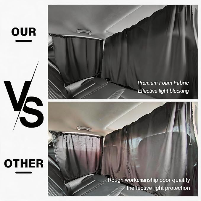 3 Pack Upgraded Car Window Shades Set, 2 Window Sun Shades + 1 Privacy Curtain with Storage Pockets, UV Sun Protection & Privacy Screen (A) - Image 3