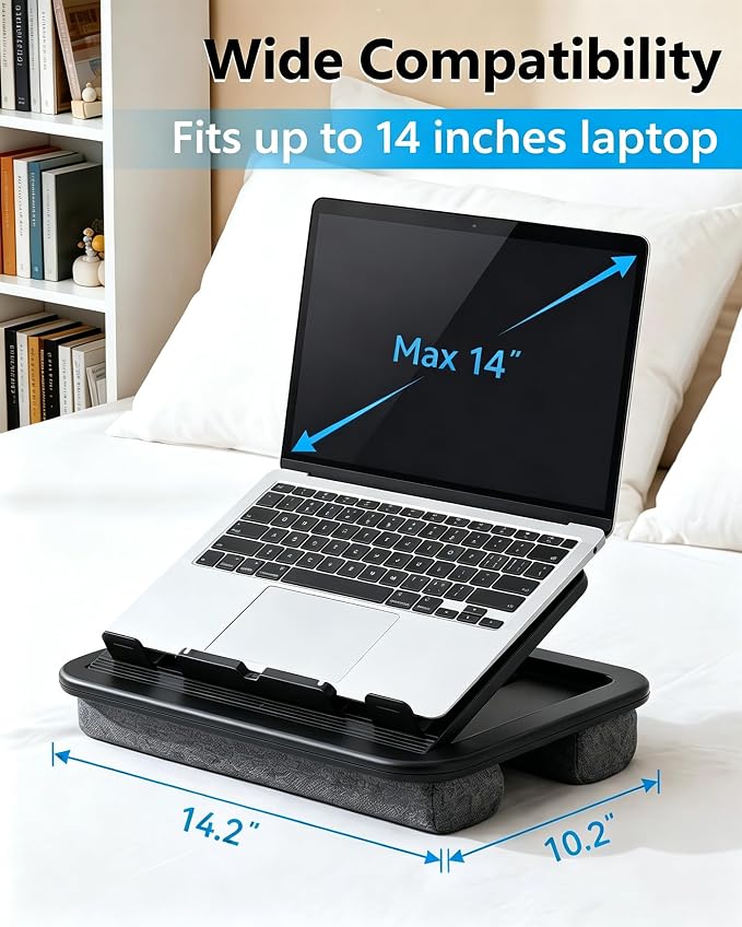 Adjustable Lap Desk with Cushion - 8 Angles Ergonomic Adjustment | Laptop Lap Desk For Bed Couch Car Home Office - Ideal For Reading Drawing Working- Fits up to 14 Inch Laptop Tablet (MINI) - Image 5