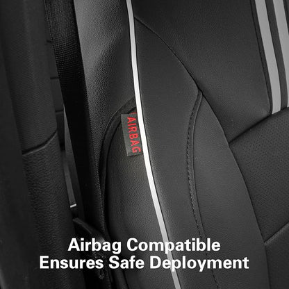 EKR F150 Seat Covers Custom Fit for (2 Door,SuperCab/Extended Cab) 2015-2020 Ford F150 XL/XLT/Lariat & 2017-2022 F250/F350 SuperDuty XL/XLT/Lariat Full Set-Faux Leather(Black with White Trim) - Image 5