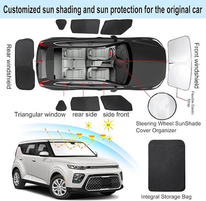 TINGLU Window Shades for Kia Soul 2020-2025 2026 Accessories Car Side Full Windows Windshield Sun Shade Sun UV Rays Privacy Protection for Camping 8PCS - Image 3