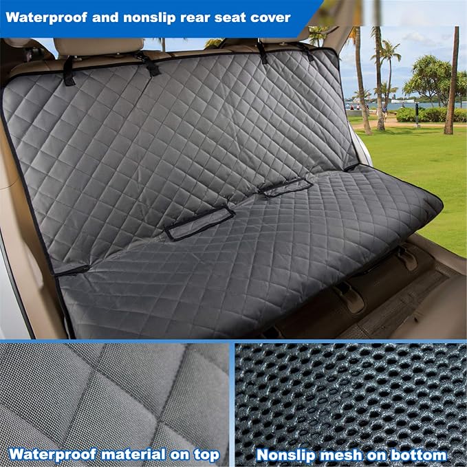 VIEWPETS Bench Car Seat Cover Protector, Waterproof Heavy-Duty, Grey | Nonslip Dog Back Seat Cover Protect from Mud, Spills, Scratches, Machine Washable, Universal Fit for Vehicles, Trucks&SUVs - Image 5