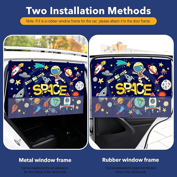 LEIWOOR 1-Pack Magnetic 2 Layers UV Protection Car Window Shades for Baby | Privacy full/half shade car back side window shades with net pocket, breathable heat block curtain for truck van sedan SUV - Image 6