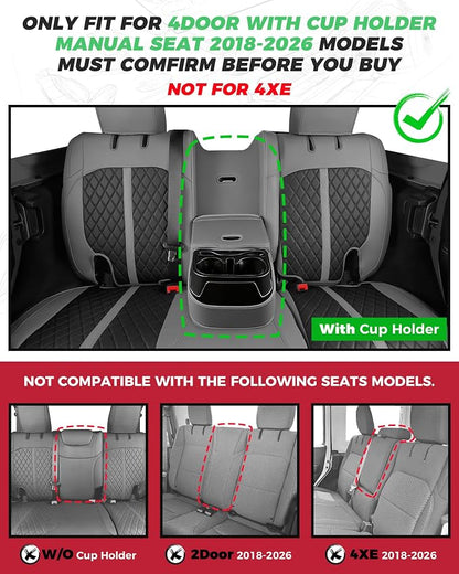 RIDEPOSH for Jeep Wrangler Leather Custom Car Seat Covers Full Set 4 Door | 2018-2026 JL, with Rear Cup Holder, Not for 4XE, Luxury Waterproof Protector, 40/60 Spilt, 5 Seats, Full Coverage, Durable - Image 2