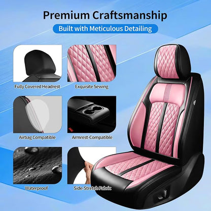 Fit CX-3 Seat Covers Custom Fit for Mazda CX-3 2016-2021, Full Set | Premium Leather Full Coverage Protectors, Waterproof, Breathable, Scratch Resistant, Easy Wipe, Airbag Compatible, Black+Pink - Image 7