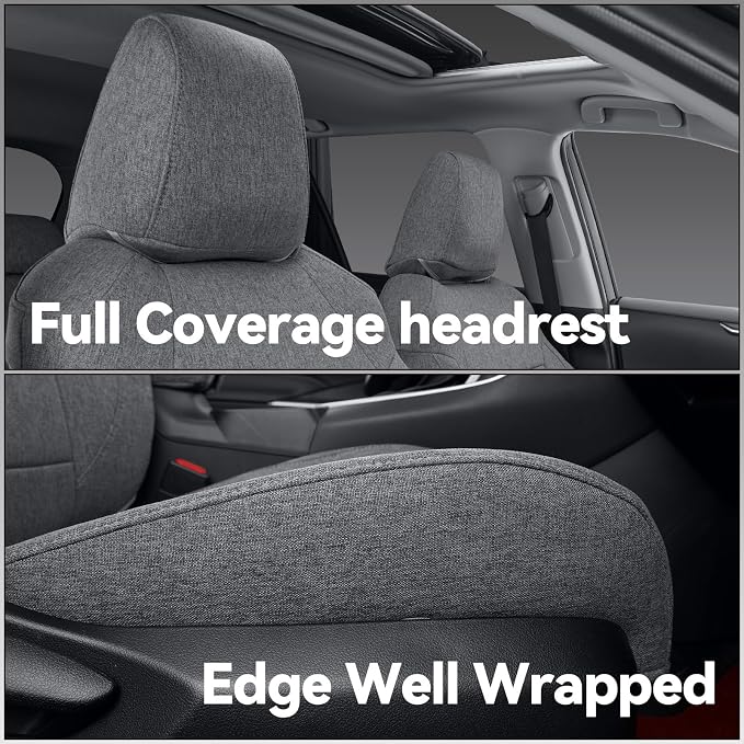 Front Tacoma Seat Covers Custom Fit for 2024-2026 Toyota Tacoma SR,SR5,TRD Sport,TRD Off-Road,Limited,Fully Covered Breathable Polyester Truck Seat Protector (Front Row Only,Gray) - Image 2