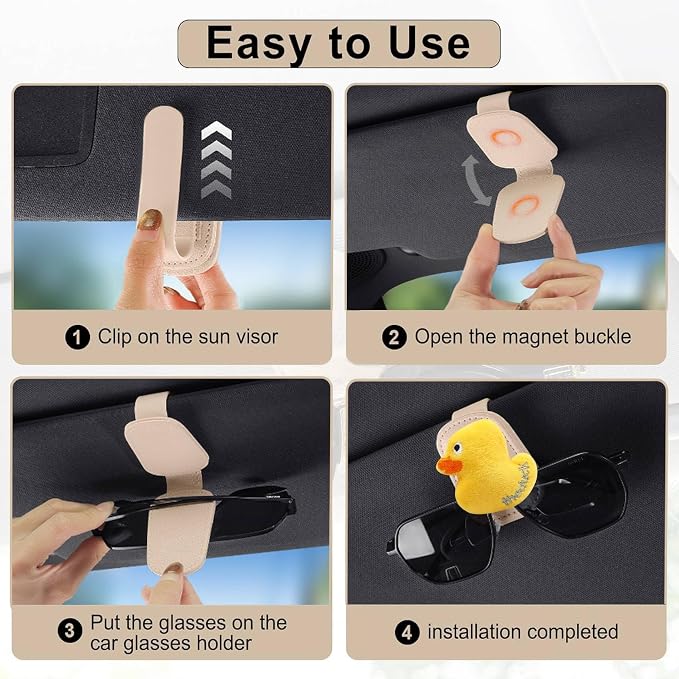 Sheep Car Visor Accessories Magnetic Leather Sunglasses Holder | Ticket Card Clip Sunglasses Mount,Cars Visor Accessories Gadgets Sheeps Auto Decor,Sheep Gifts for Women,Men,Mom - Image 5