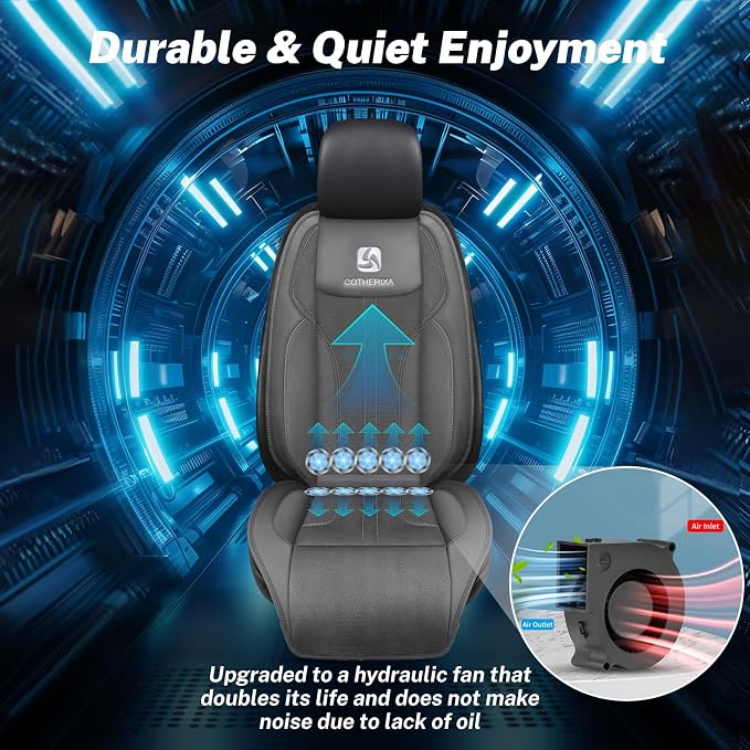 Cooling Car Seat Cushion Front Seat,12V&24V Cooling Seat Cover for Car with 10 Fans,Cooled Seat Cover for Car SUV Truck Universal Fit (Grey) - Image 4