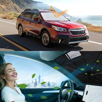 Windshield Sun Shade Umbrella for 2020-2025 Su -baru Outback SUV | Full covered for windshield, Block UV Rays, Heat Reduction, Easy to install, Durable & Fold Up Small - Image 6
