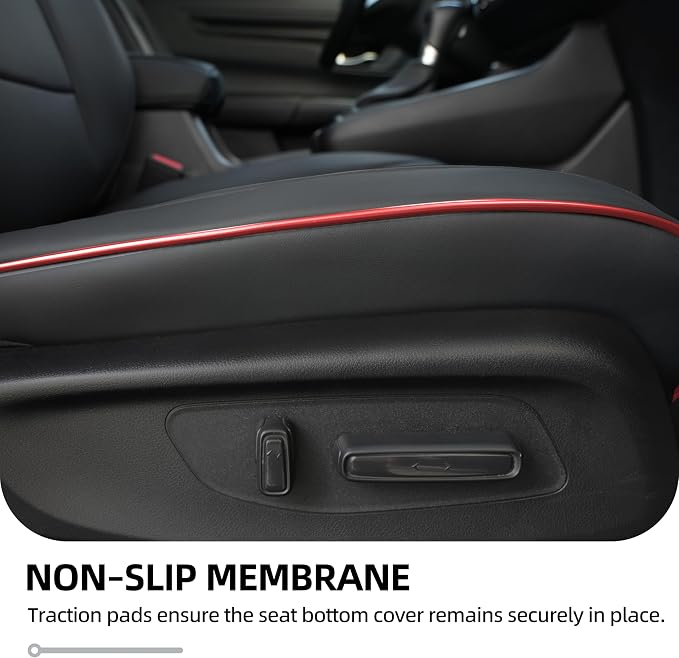 Lolcar CRV Seat Covers Custom Fit for Honda CRV 2023 2024 2025 2026 Leather Car Seat Cover Full Set for Trucks SUV,Waterproof Car Seat Cushion,Faux Leather (Black with red Trim) - Image 7