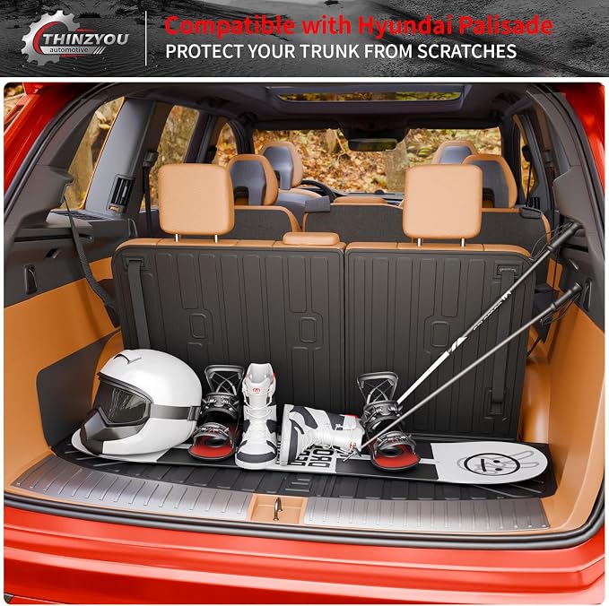 Trunk Mat with Backrest Mat for 2026 Hyundai Palisade Gas | 7&8 Seats Cargo Liner Cargo Mat TPE All Weather Back Seat Cover Protector Trunk Liner Palisade Accessories - Image 7