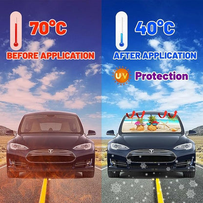 Beach Pineapple Car Windshield Sun Shade Umbrella Automotive Windshield Sunshade Foldable Front Car Accessories Interior Decor to Keep Vehicle Cool for Most Vehicles 57'' X 30'' - Image 6