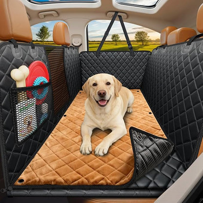 URPOWER Hard Bottom Dog Car Seat Cover, Back Seat Extender with Blanket | 2 in 1 Design, Non-Slip Blanket, 400 lbs Support, 40% More Space, Waterproof, Fits Cars & SUVs, Mesh Window, Easy Care by URPOWER
