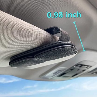 Visonx 2 Pieces Sunglass Holder for Car Visor Clip, Magnetic Leather Eyeglass Hanger Clip for Car, Square Car Visor Accessories (Black) - Image 5