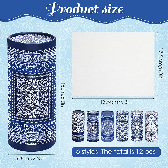 Outus 12 Pcs Mandala Car Tissues Cylinder Holder with 3 Ply Facial Tissue Bulk Round Tissue Holder Travel Tissues Boxes Container for Car Cup Wedding Birthday Party - Image 2