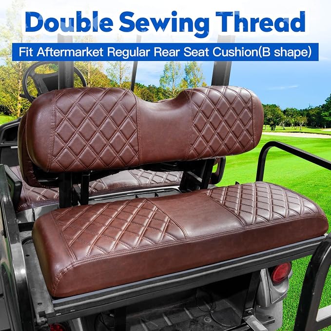 NOKINS Golf Cart Seat Covers 4 Piece Fits Club Car Precedent Standard Seat | Front and Rear Seat Vinyl Covers, Golf Cart Accessories, No Staples(Brown Brown 8438) - Image 3