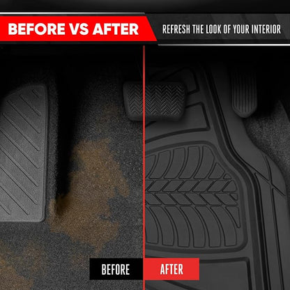 Motor Trend FlexTough Guard All-Weather Floor Mats for Cars – Black Waterproof Rubber Floor Mats, Universal Trim-to-Fit Automotive Accessories for Cars, Trucks & SUV - Image 7