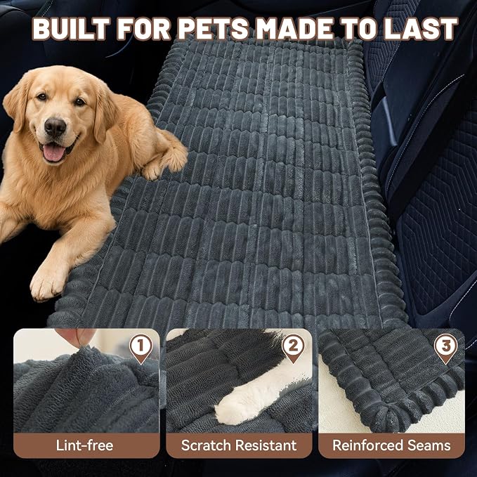 Dog Car Seat Waterproof Bed Cover Back Seat Dark Gray 23.6”x51” | Nonslip Soft Comfortabl Pet Bed Mat Car Blanket for Travel Backseat Extender Seat Covers Dog Bed for Cars Trucks and SUVs - Image 8