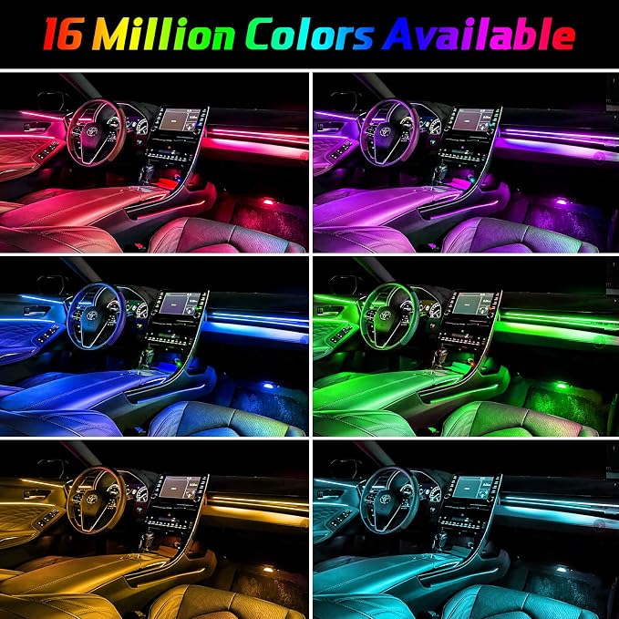 Car Led Strip Lights, 5 in 1 Interior Car Light, Ambient Led Lighting Kit with RGB 16 Million Colors&236 inches Fiber Optic, Neon Light Accessories for Car, Bluetooth APP and Remote Control - Image 3
