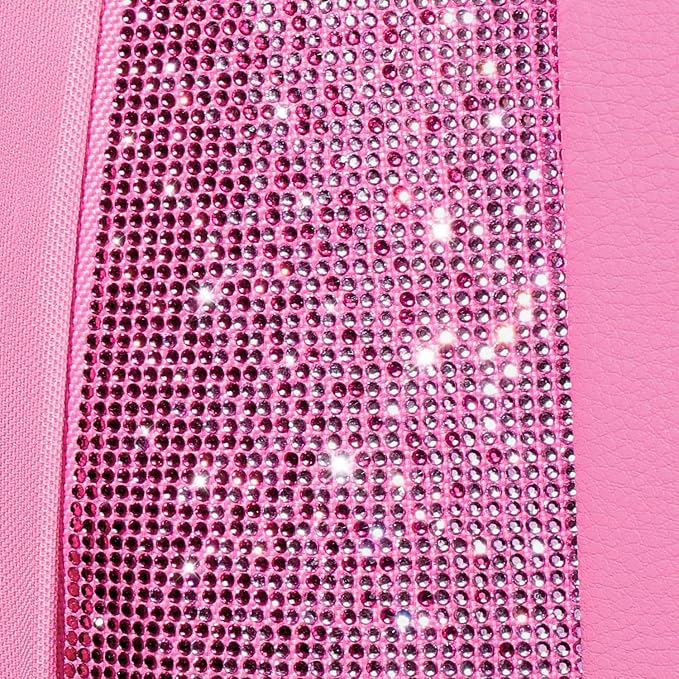 CAR PASS Bling Diamond Pink Leather Car Seat Covers for 2 Front Seats Protector, Waterproof Shining Glitter Sparkly Crystal Universal Armrest Fit Automotive Truck SUV Cute Women Girl, Pink Rhinestone - Image 7