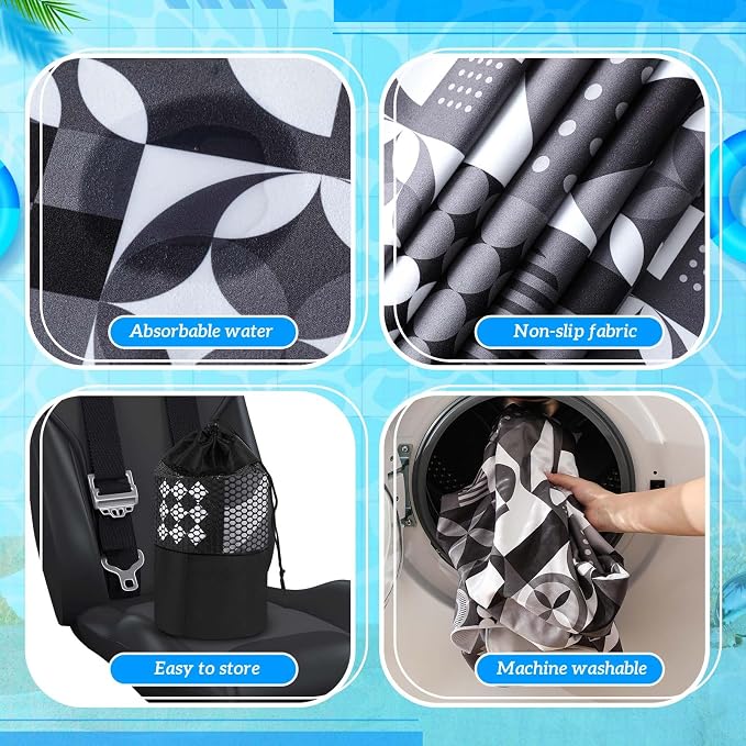 Hahafelt 2 Pack Car Seat Towel Cover with Storage Bag, Black White Abstract | 63 x 32 in Car Towel Seat Cover Non Slip Waterproof, Gym Workout Swimming Running, Machine Washable Sweat Absorbent Protector - Image 4