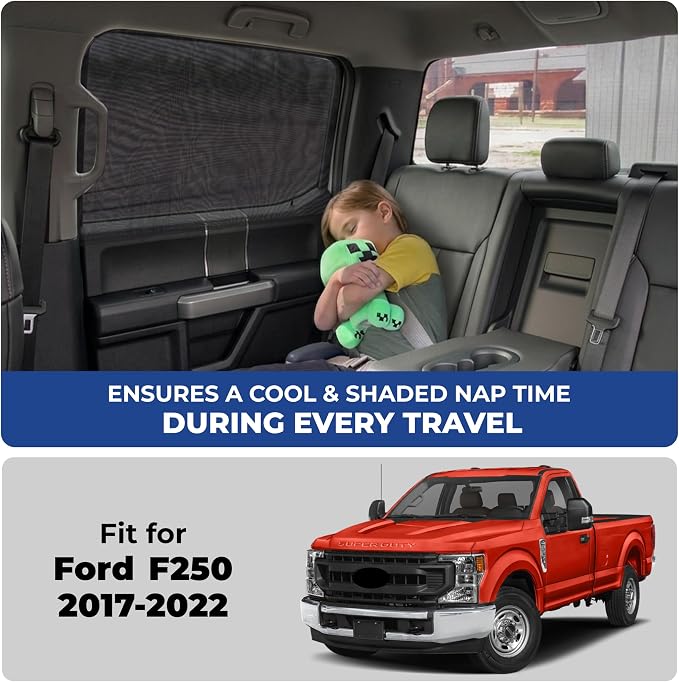 EcoNour Car Window Screen for Ford F- 250 (2017-2022) 2 Pack | Mesh Camping Window Covers | 100% Protection from UV | Baby Safe Privacy Blackout Window | Car Accessories - Image 2