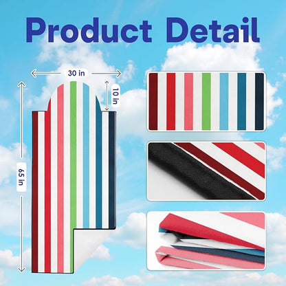 2 Pack Car Seat Towel Covers for Gym, Front Seats, Colorful Stripe | Rainbow Sweat Protector for Front Seats Premium Thickened with Elastic Strap Breathable & Quick Dry Machine Washable Running - Image 2