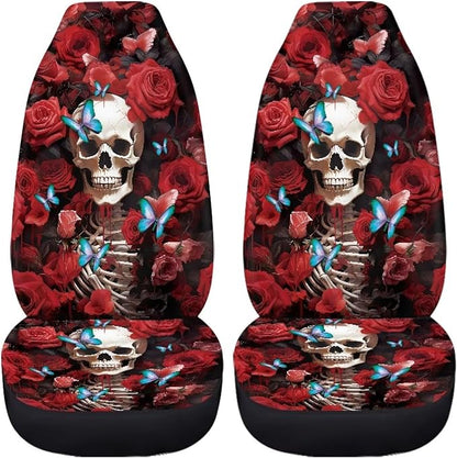 Red Rose Skull Floral Car Seat Cover Front Bottom Seat Cushion Cover, Butterfly Front Seat Covers Universal fits most Cars, SUVs, and Trucks, Washable and Easy to Install - Image 5