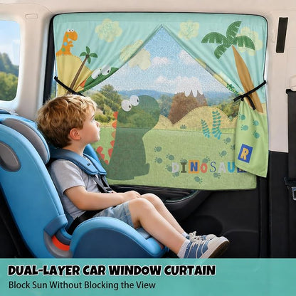 Car Window Shade for Baby, 2 Pack Magnetic Double Layer Car Sun Shade Baby with Cute Patterns, Adjustable Privacy Blackout/See-Through Window Curtains, UV Protection, Fits Most Cars SUV Minivan - Image 5