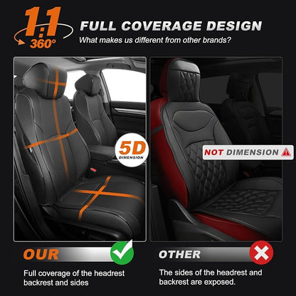 Custom Fit Car Seat Covers for Honda Accord 2018-2022 | EX-L,Touring,Sport,EX,Hybrid(Not for LX)--Faux Leather Waterproof Airbag Compatible Accord Seat Covers Full Set Black - Image 4