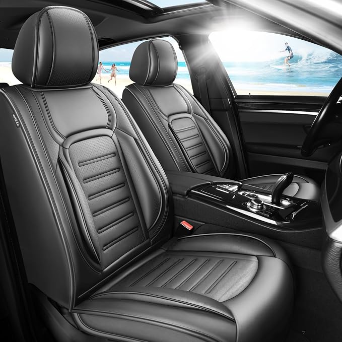 Fit FJ Cruiser Car Seat Covers for Toyota FJ Cruiser 2007-2013 2014 -Premium Leather, Waterproof，Breathable，All-Weather Seat Cushion Protecto & Airbag Compatible, Full Set Black by Unknown