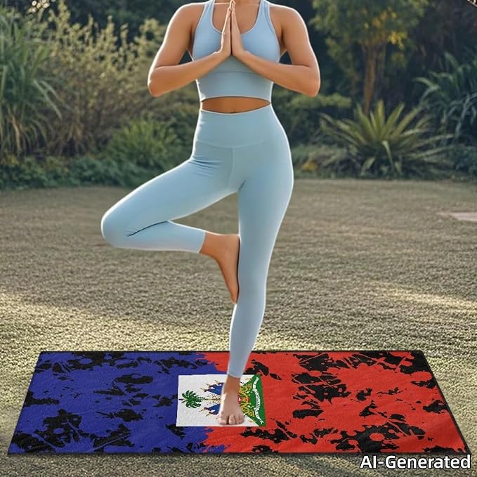 SEANATIVE Sports Towel Seat Covers for Cars - Quick-Dry Sweat Towels for Gym, Hiking & Beach with Anti-Scratch Design (Machine Washable, Universal Fit), Haiti Flag Pattern - Image 3