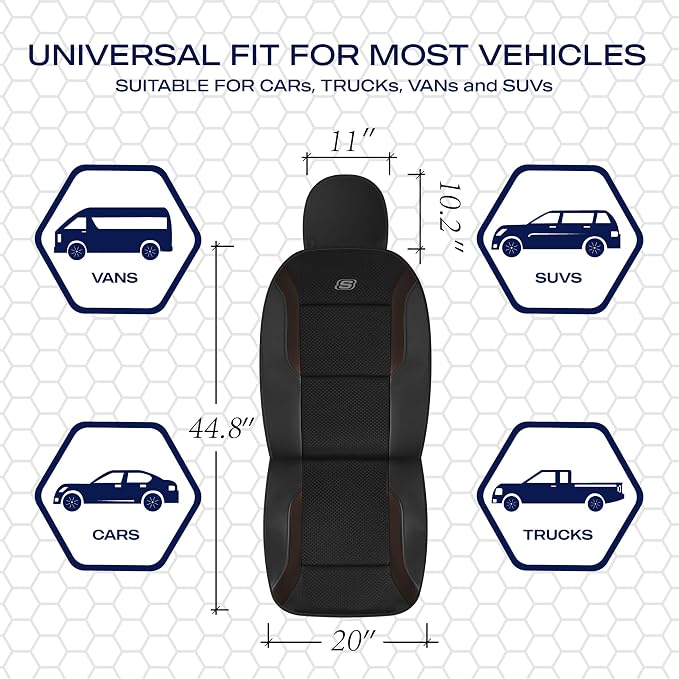 Skechers Memory Foam Car Seat Covers, Air Cool Mesh Thick Seat Covers,Car Seat Covers Front Seats Airbag Compatible, Automotive Comfort Protection for Most Cars,Van,Trucks, SUVs,Brown - Image 5