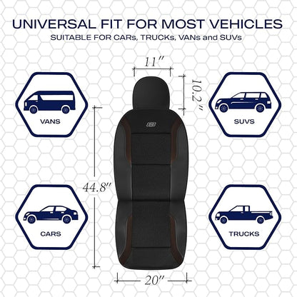 Skechers Memory Foam Car Seat Covers, Air Cool Mesh Thick Seat Covers,Car Seat Covers Front Seats Airbag Compatible, Automotive Comfort Protection for Most Cars,Van,Trucks, SUVs,Brown - Image 5