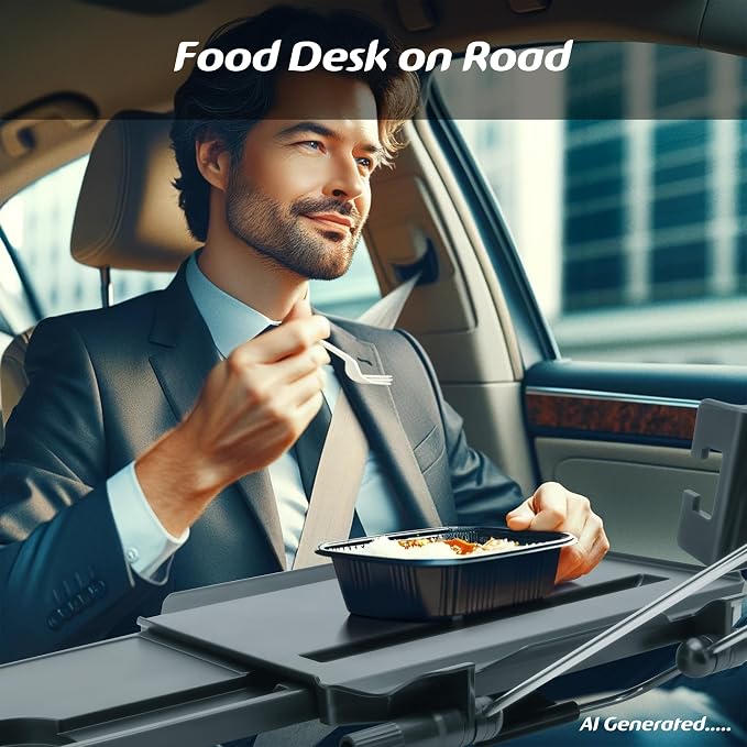 Large Car Steering Wheel Tray Back Seat Headrest Tray with Phone Holder, Steering Wheel Desk Food Table for Car Laptop Mount Steering Wheel for Large SUVs, Trucks & Vans,14" - Image 6