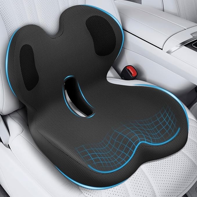 Trucker Seat Cushion, Thick Car Seat Cushions with Lumbar Support Pillow, Ergonomic L-Shaped Orthopedic Memory Foam for Long Driving Lower Back Pain Sciatica Relief, Gift for Drivers (Black) by AEGISCOVER