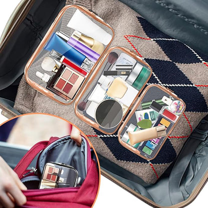 AURUZA Clear Makeup Bag,Portable Travel Toiletry Bags with Zipper, TSA Approved Clear Organizer Bags, PVC Cosmetic Pouch for Airport Airline Compliant - Image 7