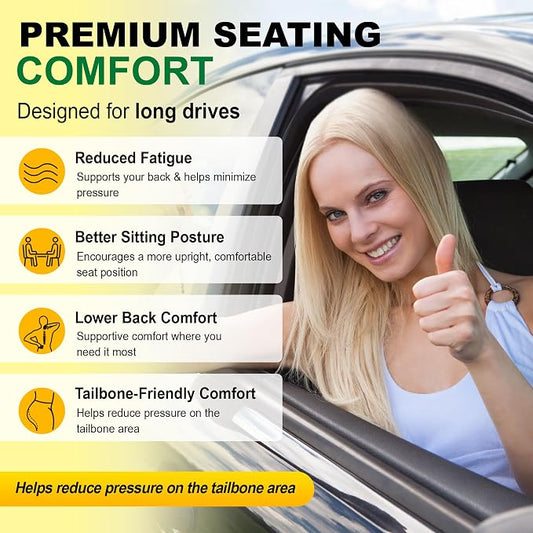 kingphenix 3-Piece Memory Foam Car Seat Cushion Set for Driving Comfort | 2 Front Seat Cushions and 1 Rear Bench Pad, 1.2-Inch Memory Foam, Non-Slip Bottom for Sedan, SUV, Truck and Van, Black - Image 2