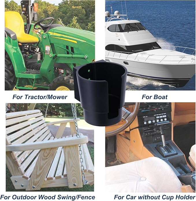 Universal Large Cup Holder Wall Mount, Heavy Duty Plastic Drink Holder | Work for Boat Car Truck RV Bus Tractor Wall Wood, Vertical or Horizontal Mount, Fit Most Cup Bottle Can Tumbler Black 2 Pack - Image 7
