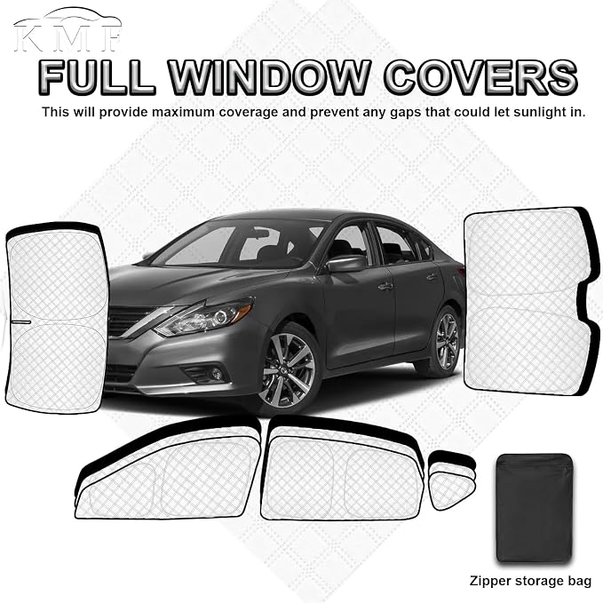 KMF 8pcs Thicken Full Window Sun Shades for Nissan Altima 2013-2018 Accessories,Car Window Covers Sunshade for Windshield Side Rear, UV Block and Privacy Blackout for Car Camping Outdoor - Image 7