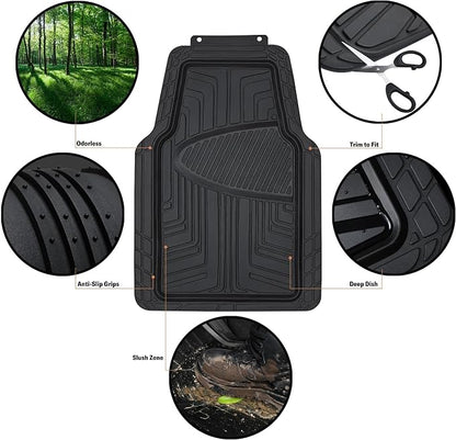 Amazon Basics 4-Piece Premium All-Season Anti-Slip Rubber Floor Mats, All Weather Protection for Cars, SUVs and Trucks, Universal Trim to Fit, Black - Image 7