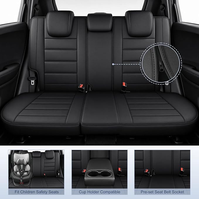 IKABEVEM Car Seat Covers for Honda HR-V/HRV 2016-2022 Custom Fit Full Set | EX, EX-L, LX, Sport,Touring, Waterproof Breathable Scratch Resistant Full Wrap Leather Car Protector, Airbag Compatible - Image 3