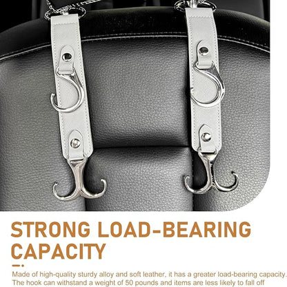 2 PCS Car Headrest Hooks, Faux Leather Organizer Multifunctional Car Hooks, Unisex Car Storage Accessories, Suitable for Hanging Wallets, Handbags, Umbrellas & Hats (Gray) - Image 6