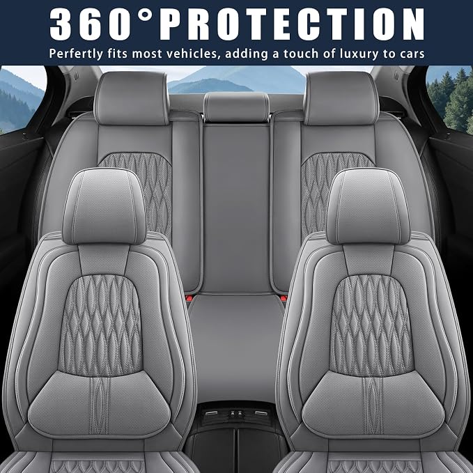 WELLDO Car Seat Covers, 5 Seats, Gray, w02 | Waterproof, Scratch-Resistant, Breathable & Easy to Clean, Universal Fit for SUV Sedan Truck, Full Set - Image 6