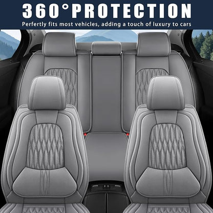 WELLDO Car Seat Covers, 5 Seats, Gray, w02 | Waterproof, Scratch-Resistant, Breathable & Easy to Clean, Universal Fit for SUV Sedan Truck, Full Set - Image 6
